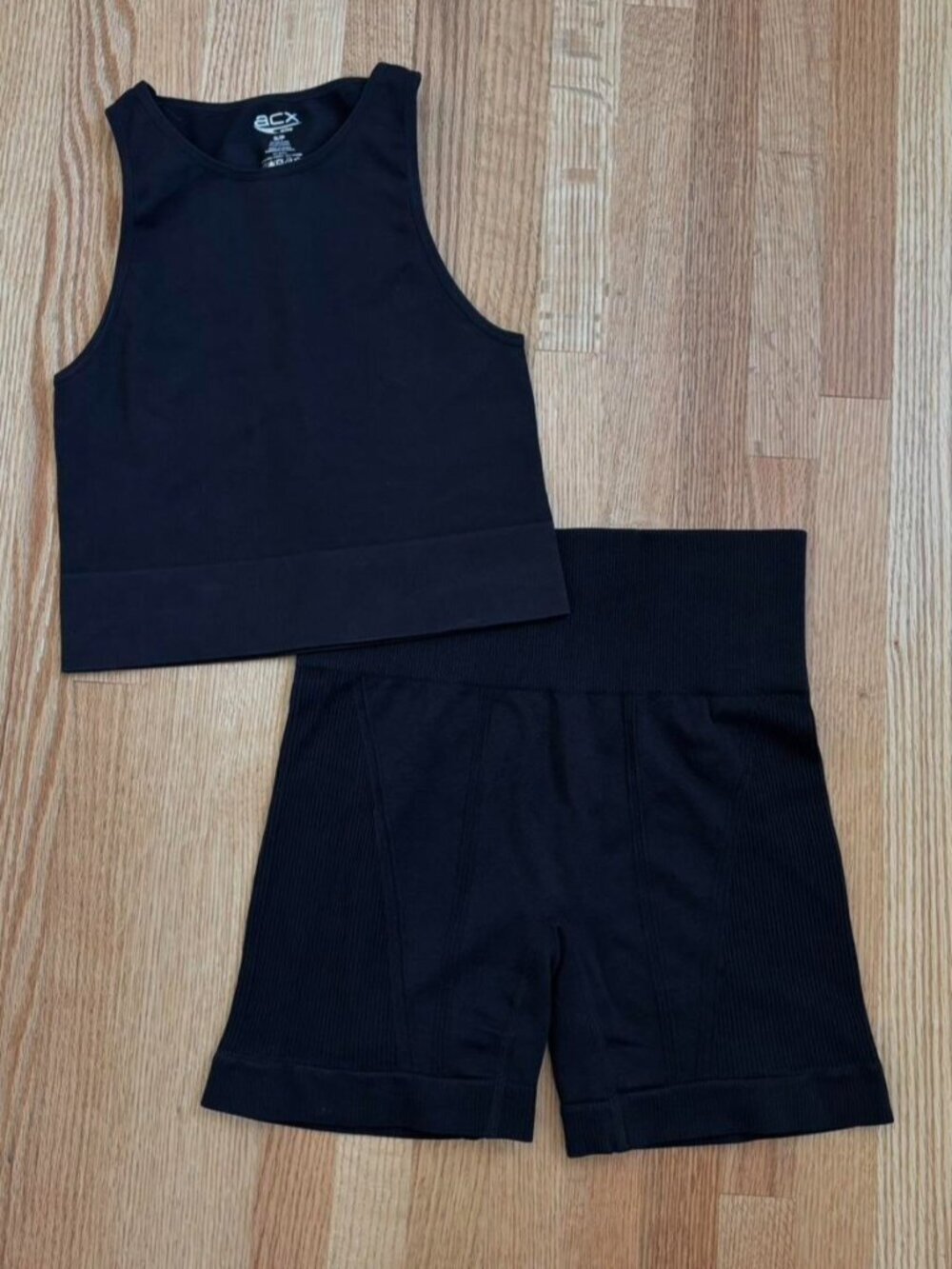 Black gym set! active workout tank top and shorts matching set